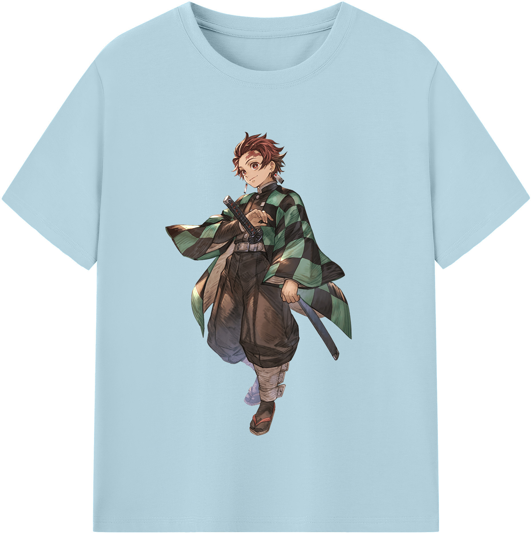 （画像用） 鬼滅の刃 竈門 炭治郎／かまど たんじろう Kamado Tanjirou 綿100％半袖Tシャツ（フロントプリント）